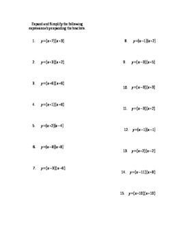 Preview of Expanding and Simplifying Expressions