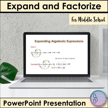 Preview of Expanding and factorization | PowerPoint Presentation Lesson for Middle School