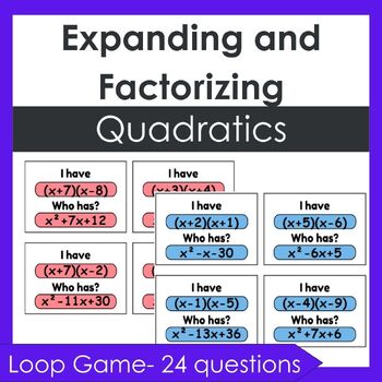 Preview of Expanding Expressions and Factoring Expressions Loop Game - Editable
