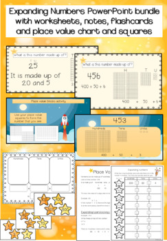 Preview of Distance Learning Expanding numbers PowerPoint, worksheets, notes, flashcards