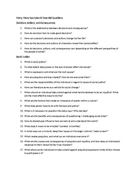 Preview of Expansive List of Essential Questions