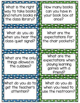 Expectation Review Cards by A Trendy Teacher | Teachers Pay Teachers