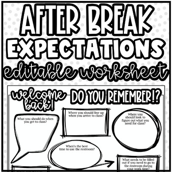 Preview of Quick Expectations Review (After Break) - Editable | Classroom Management