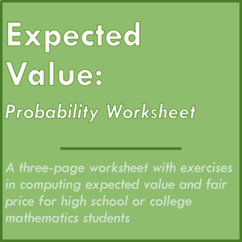 Preview of Expected Value: Probability Worksheet