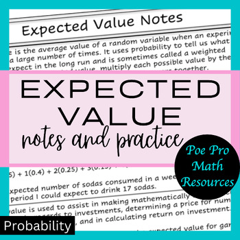 Preview of Expected Value notes and Practice