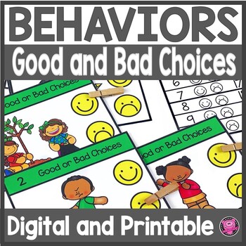 Preview of Good and Bad Behavior Choices Task Cards - Behavior Reflection - School Behavior