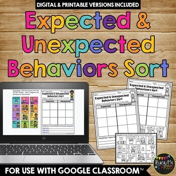 Preview of Expected and Unexpected Behaviors Sort Printable and Digital Activity 
