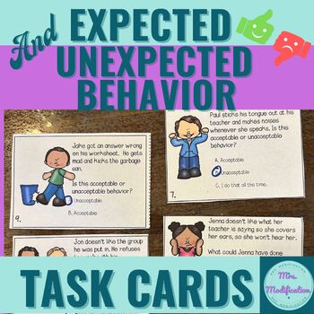 Preview of Expected and Unexpected Behaviors Task Cards 1st- 3rd Classroom Management