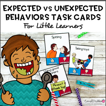 Preview of Expected vs Unexpected Behaviors Task Cards For Little Learners