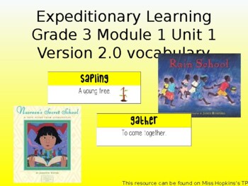 Preview of Expeditionary Learning Grade 3 Module 1 Unit 1 Version 2.0 Word Wall