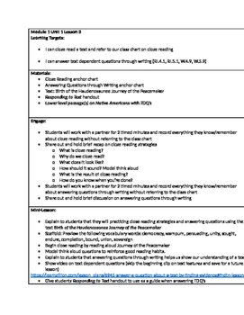 Preview of Expeditionary Learning Module 1 Unit 1 Modified Grade 4 Special Education