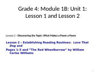 Preview of Expeditionary Learning Unit 1B, Module 2 Lessons 1 and 2 - Grade 4