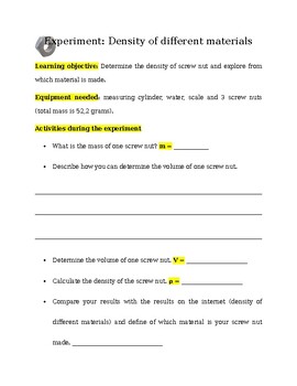 Preview of Experiment: Density of different materials
