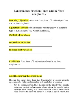Preview of Experiment: Friction force and surface roughness