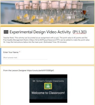 Preview of Experimental Design LinkLesson® - Online Blended Distance Remote Learning