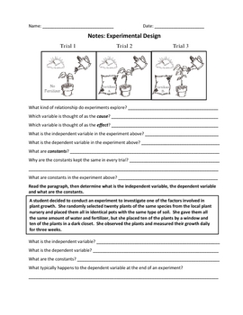 Preview of Experimental Design PowerPoint Lesson Student Notes Page