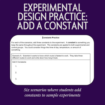 Preview of Experimental Design Practice:  Add A Constant