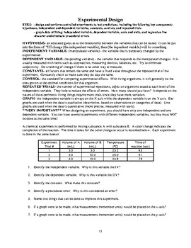 experimental design review worksheet answers