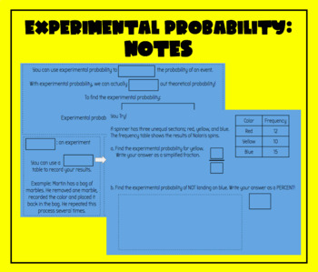 Preview of Experimental Probability Notes