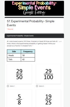 experimental probability of simple events lesson 5 2 answers