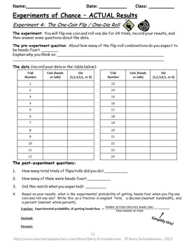 Experimental Probability And Theoretical Probability Experiments Of Chance