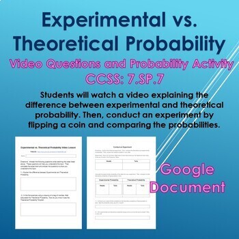Preview of Experimental vs. Theoretical Probability Video Guide Activity Distance Learning