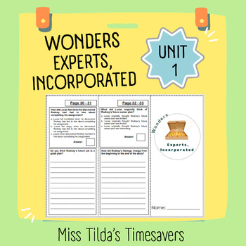 Preview of Experts, Incorporated - Grade 4 Wonders