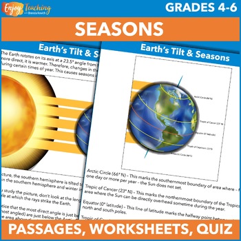Preview of Four Seasons of the Year Science: Earth's Tilt, Climate & Weather Worksheets