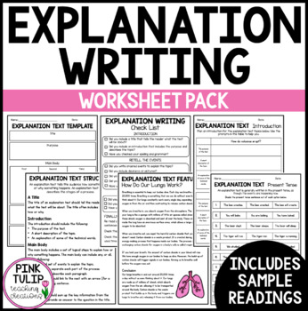 Preview of Explanation Text Writing Worksheet Pack - No Prep Lesson Ideas
