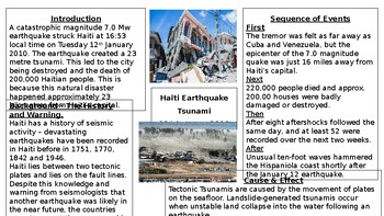 Preview of Explanation Writing Haiti Earthquake Tsunami