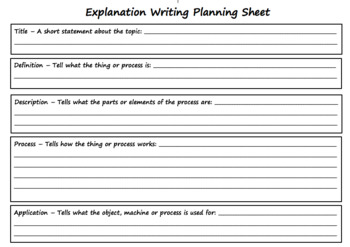 Explanation Writing Planning Sheet by MrFitz | Teachers ...