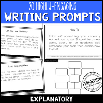 Preview of Explanatory Expository Writing Prompts for Grades 3, 4, 5 with Brainstorming