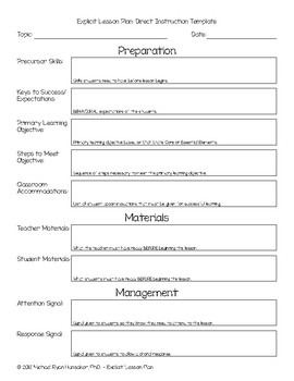 Preview of Explicit / Direct Instruction Lesson Plan Template