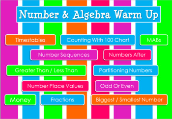 Preview of Explicit Instruction Warm Up Number & Algebra Year 2 to Year 3