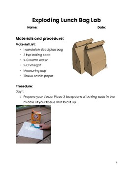 Preview of Exploding Lunch Bag Lab