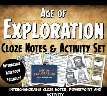 Preview of Exploration Cloze Notes, PowerPoint and Activity Set - Explorer Tombstones!