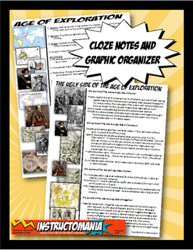 Preview of Exploration Two Page Cloze Notes & Graphic Organizer: Age of Exploration
