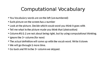 Preview of Exploration Vocabulary Computational Thinking