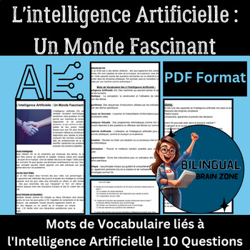 Preview of French Reading Comprehension: L'Intelligence Artificielle | Compréhension | AI |