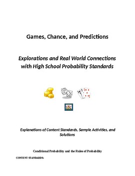 Preview of Explorations and Real World Connections with High School Probability Standards