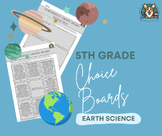 Explorations in 5th Grade Earth Science Choice Board Bundle