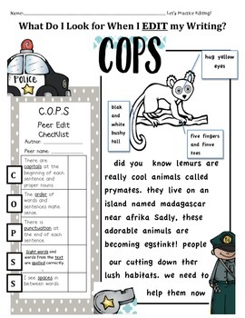 COPS Editing Checklist by My Charismatic Classroom Coach | TpT