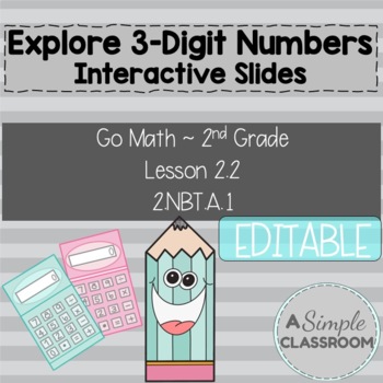 Preview of Explore 3-Digit Numbers *Interactive* Google Slides (Lesson 2.2 Go Math G2)