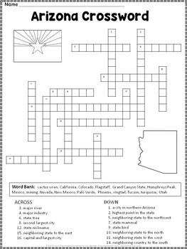 Arizona Crossword Puzzle by Ann Fausnight TPT