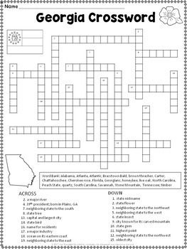 Georgia Crossword Puzzle by Ann Fausnight Teachers Pay Teachers