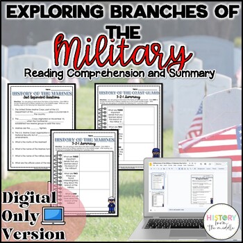 Preview of Explore Military Branches|Veterans Day - Reading & Questions -Digital