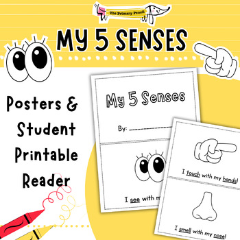 Preview of Explore My 5 Senses: Printable Reader & Posters | K-1 Science & Vocabulary