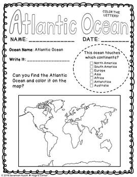 explore our world the continents and oceans worksheets by hugos corner