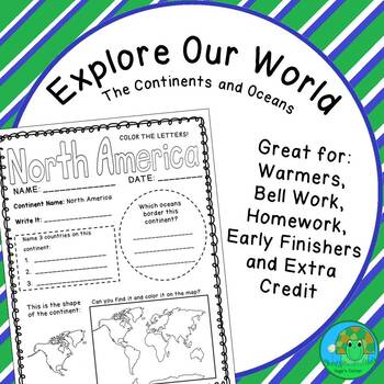 Preview of Explore Our World The Continents and Oceans Worksheets