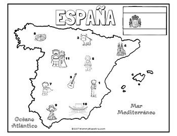 Explore Spain: A Country Coloring Activity by MommyMaestra | TpT